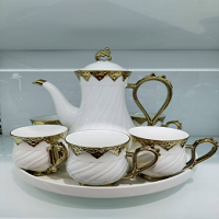 Tea mug set gold and white (20701-3-W)