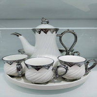 tea mug set white and silverchromed (20701-3-S)