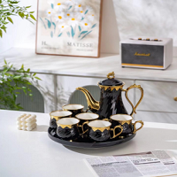 Tea mug set black and gold chromed (20701-3-B)